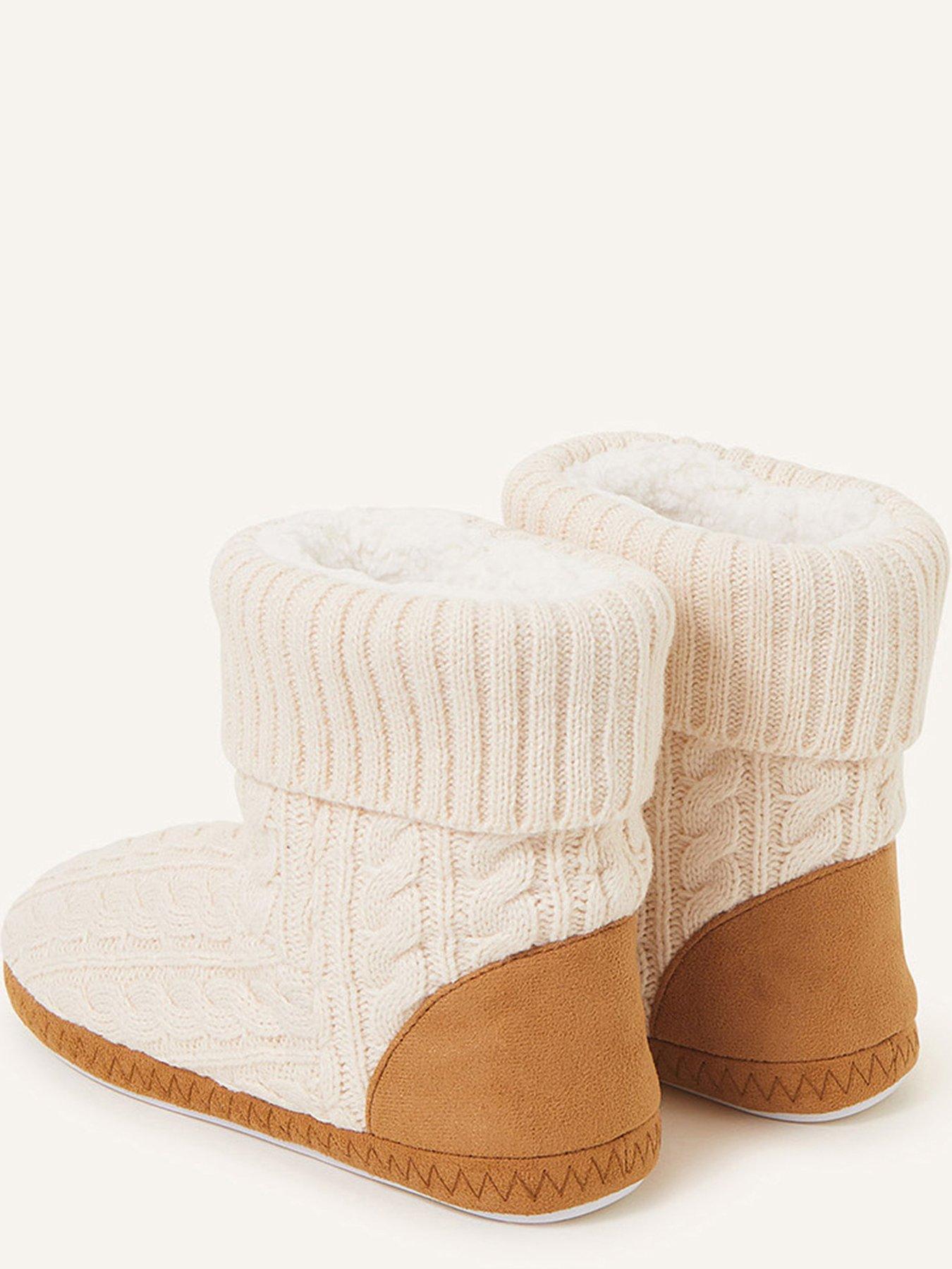  image of accessorize-cable-knitted-boot-white