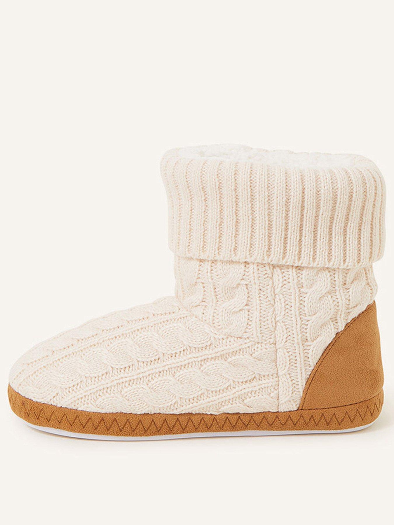  image of accessorize-cable-knitted-boot-white