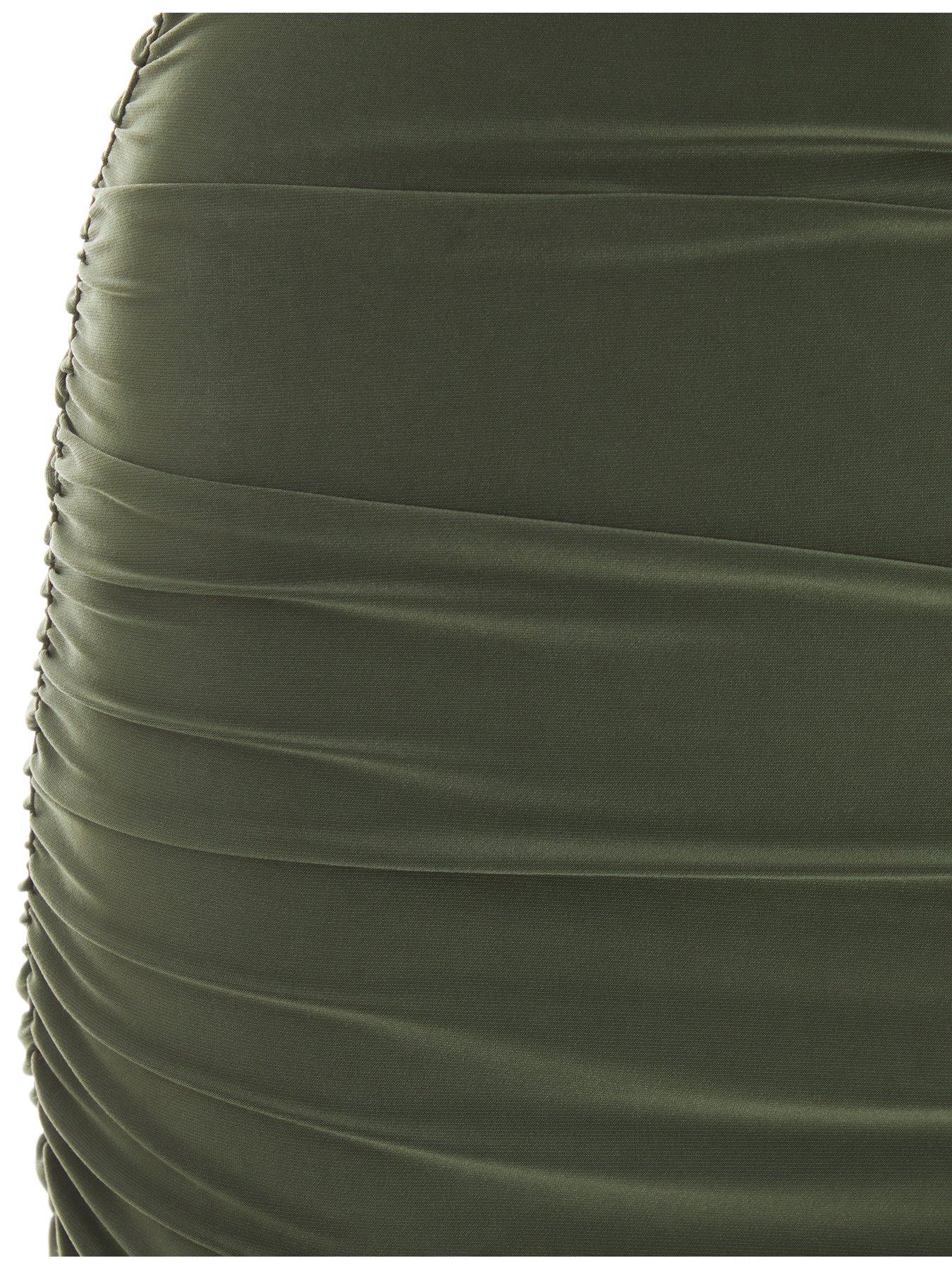  image of quiz-khaki-knot-front-mini-dress
