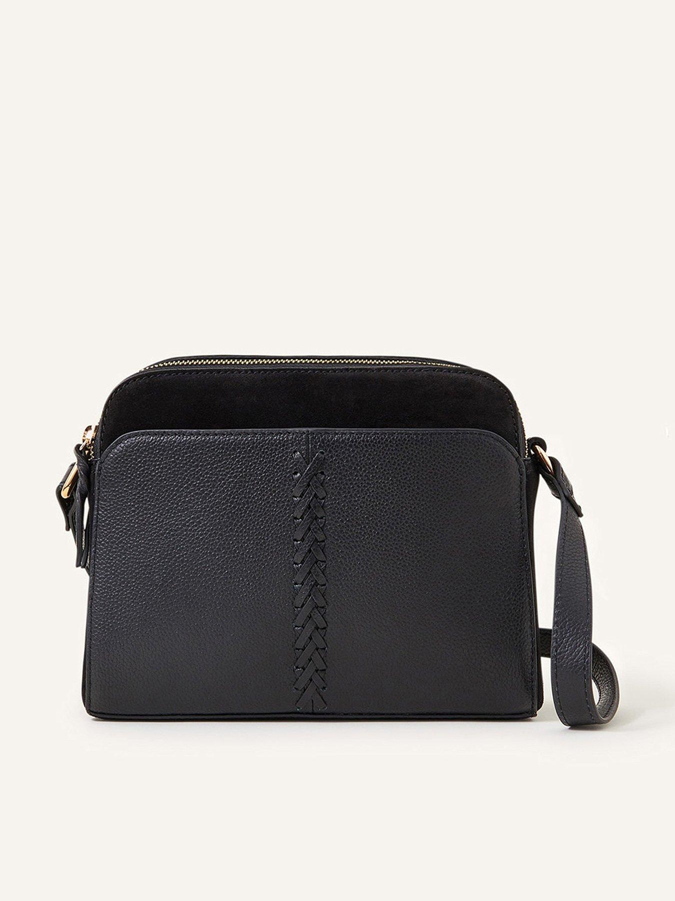 Accessorize Leather Double Zip CrossBody Bag