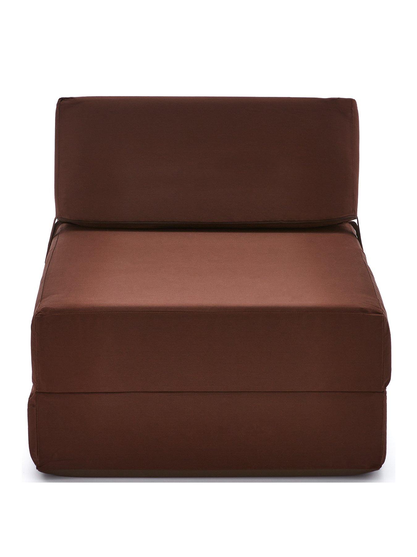 undefined Single Folding Chair Bed Chocolate