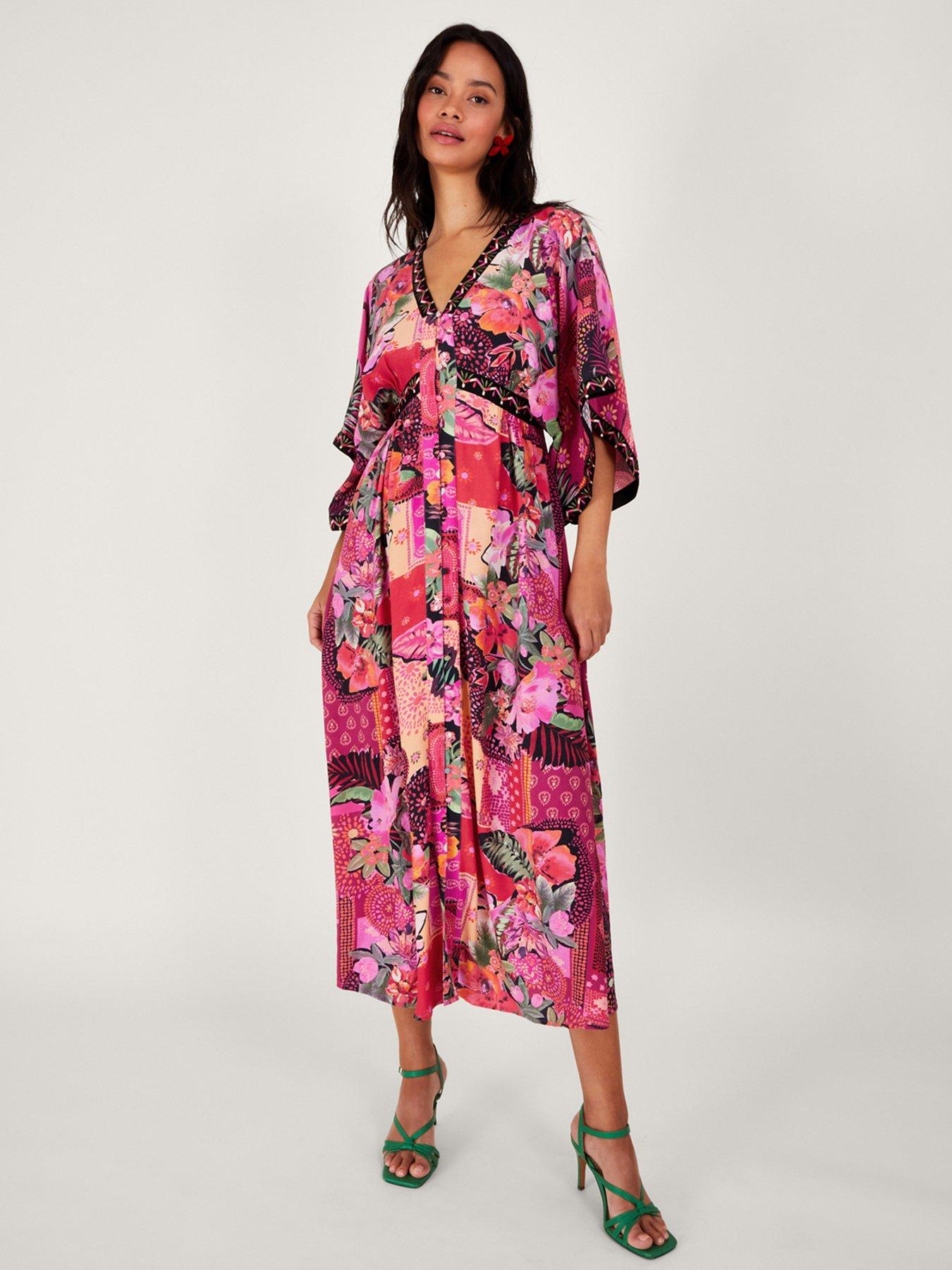 Monsoon Anastasia Kimono Dress - Pink | littlewoods.com