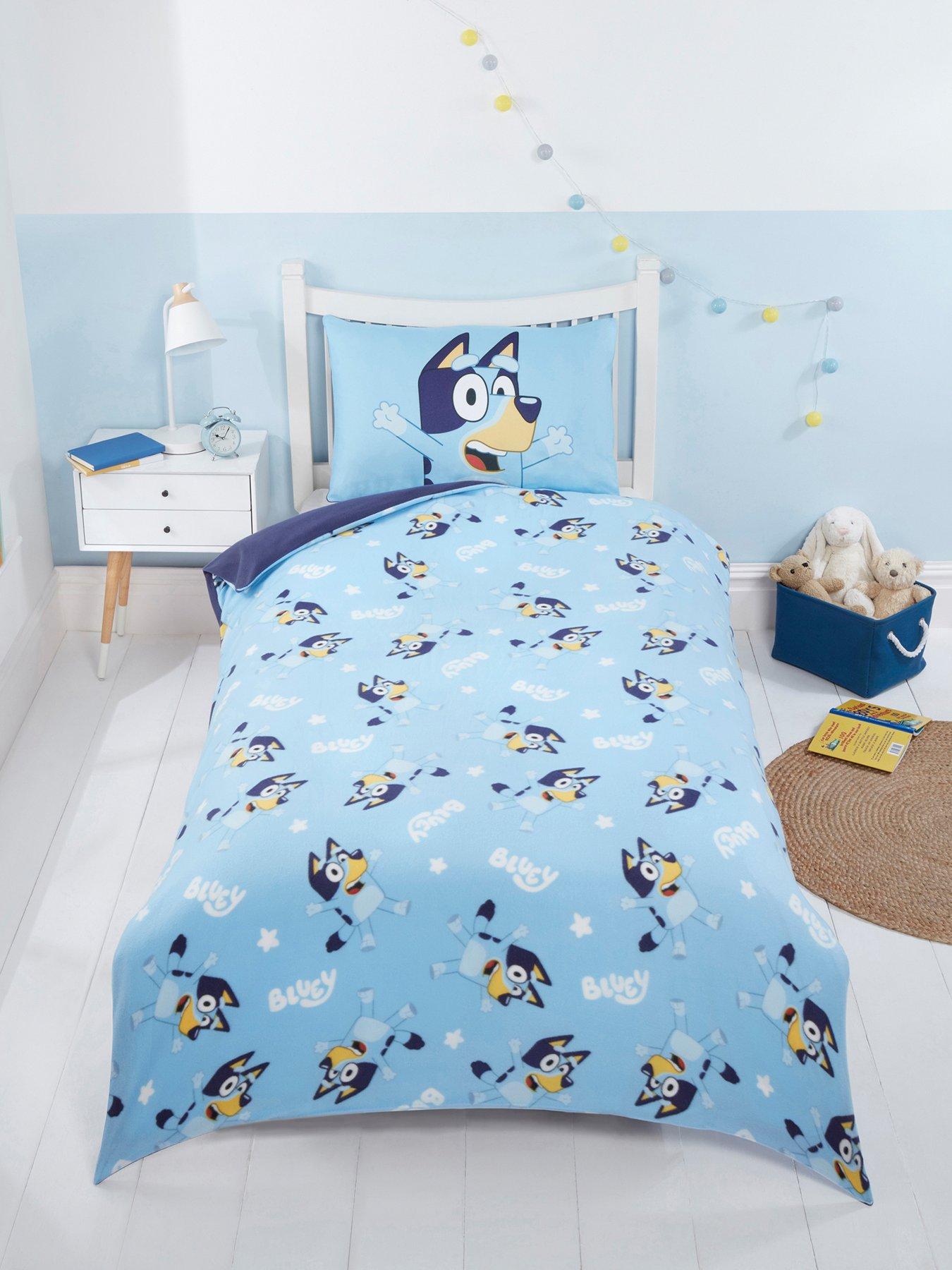 Bluey Yippee Fleece Single Duvet Cover Set Blue littlewoods