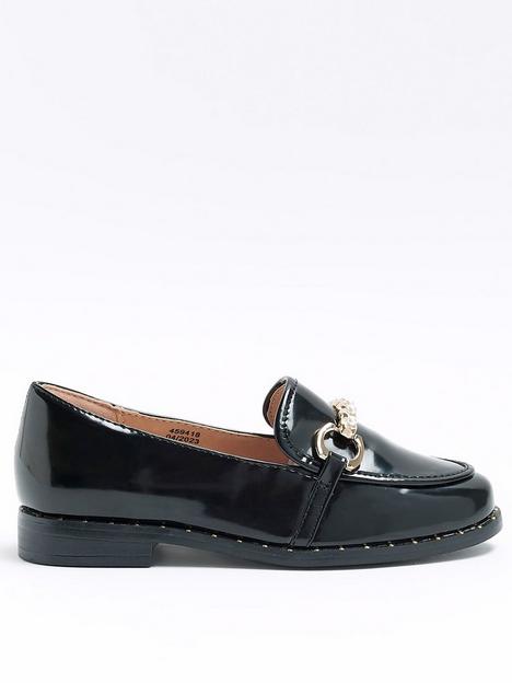 river-island-girls-patent-pearl-loafer-black