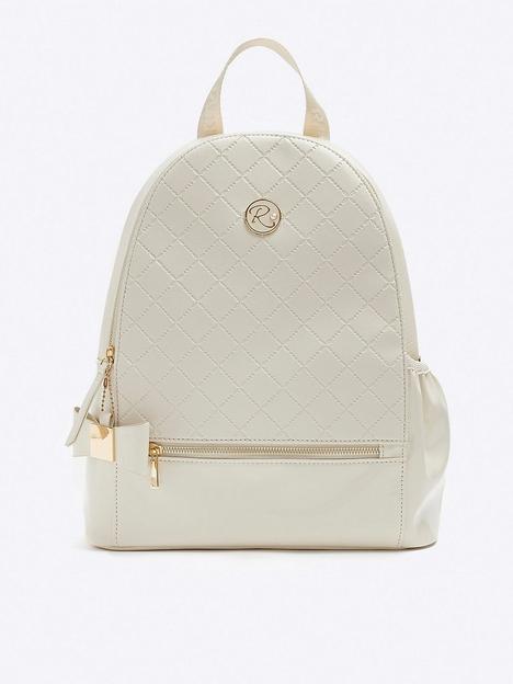 river-island-girls-quilted-bow-detail-backpack-cream