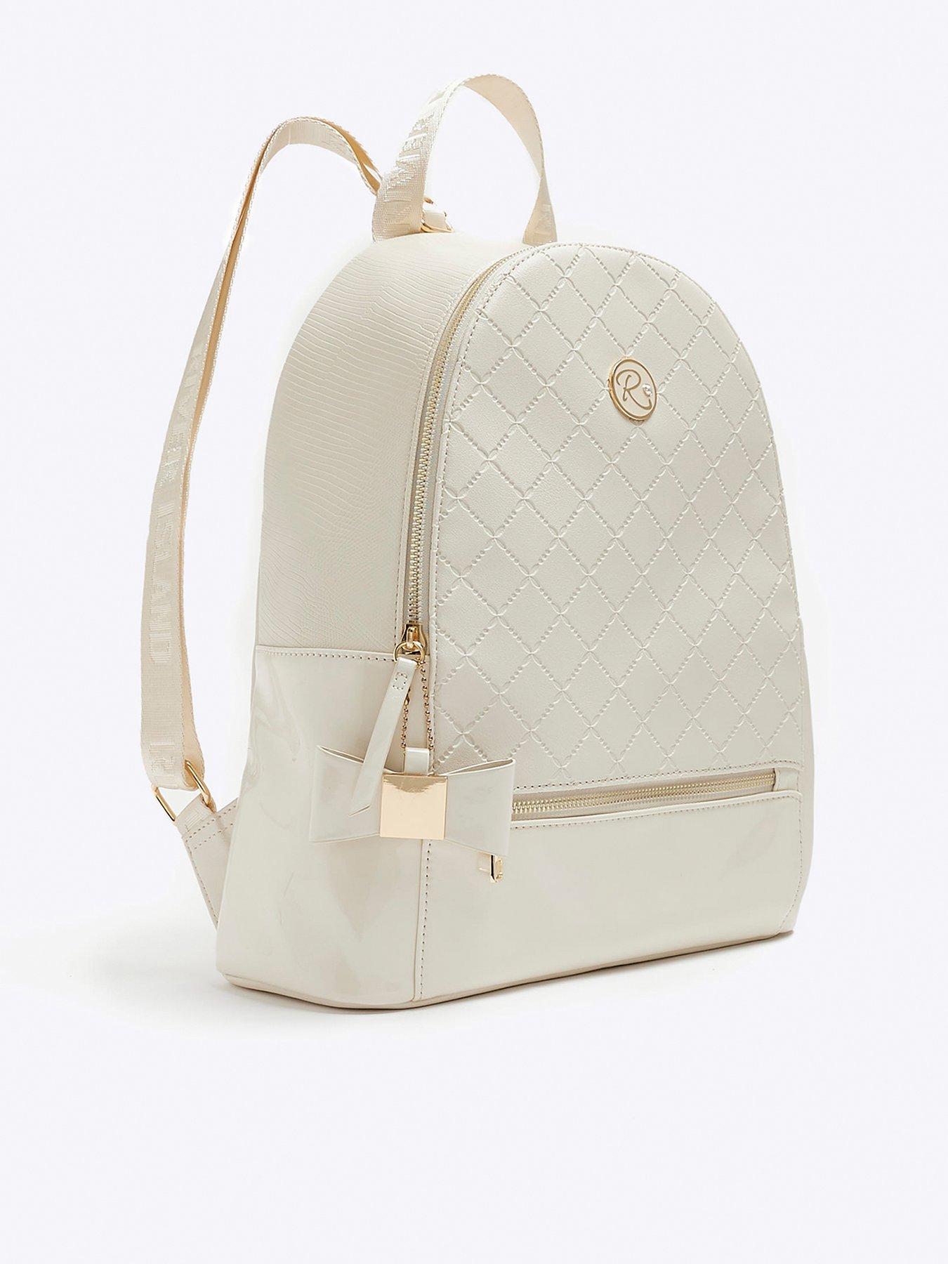 River Island Girls Quilted Bow Detail Backpack - Cream | littlewoods.com