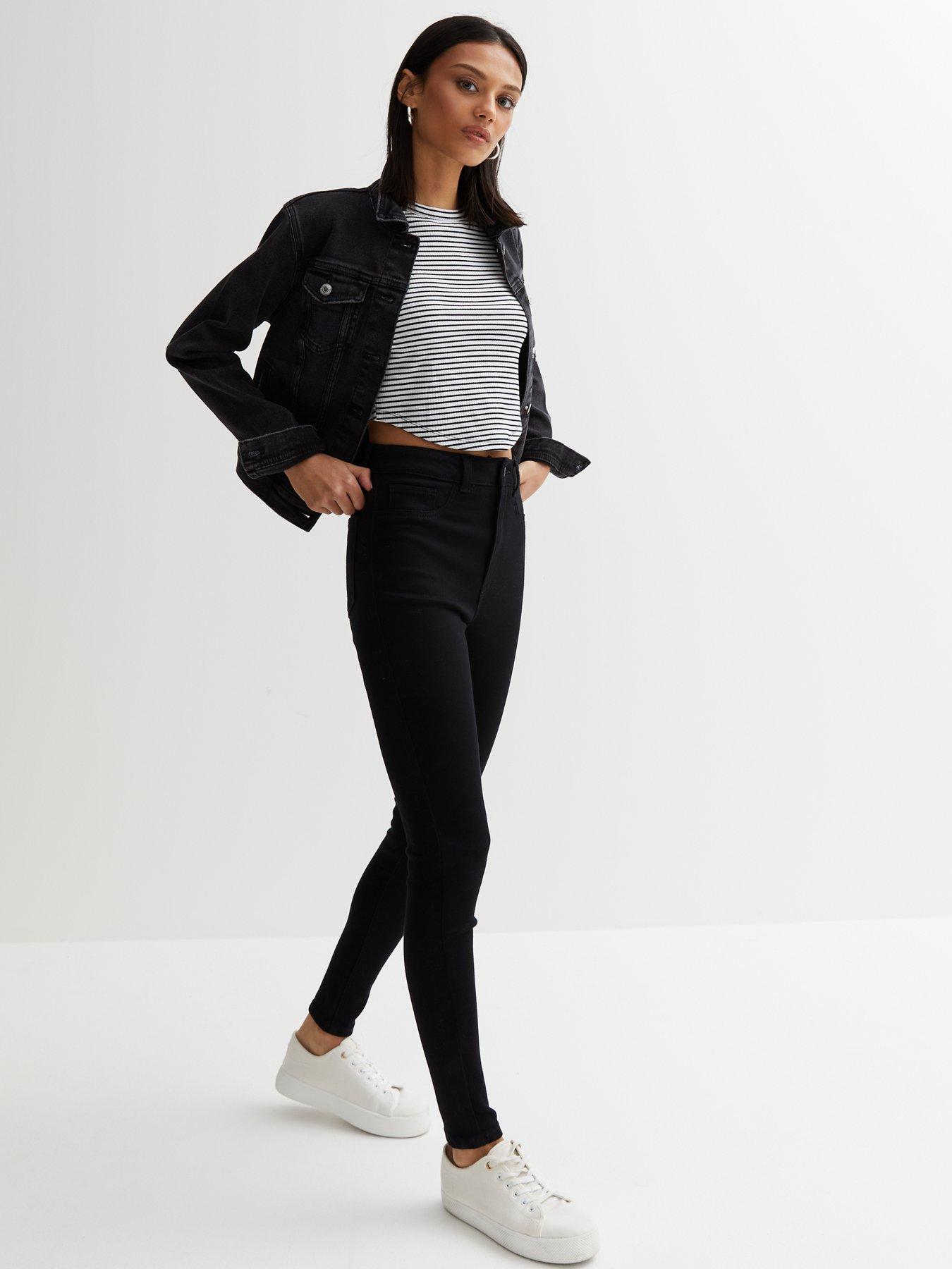 New Look Cameo Rose Black Leather-Look High Waist Leggings