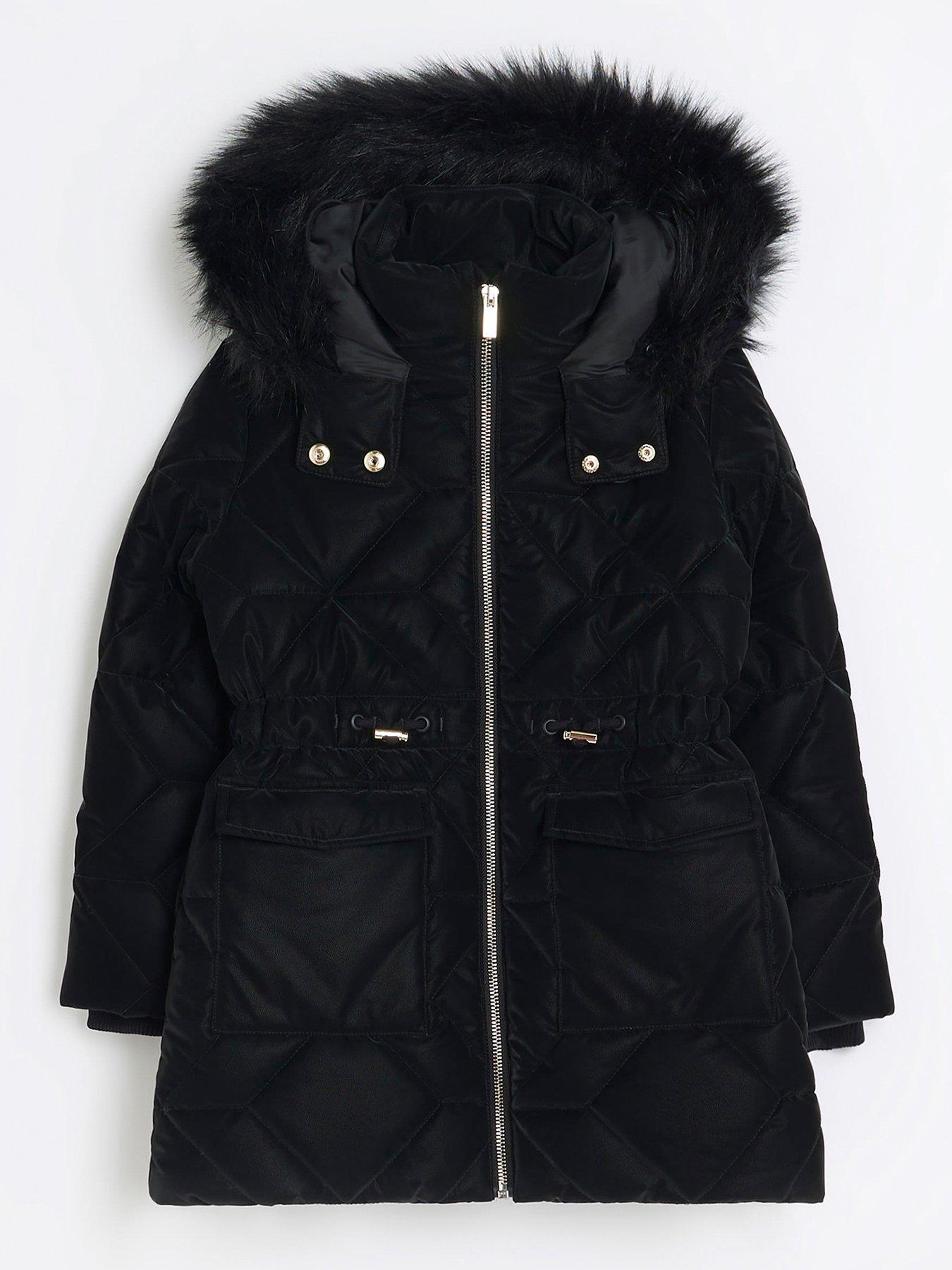 Girls black store coat sale