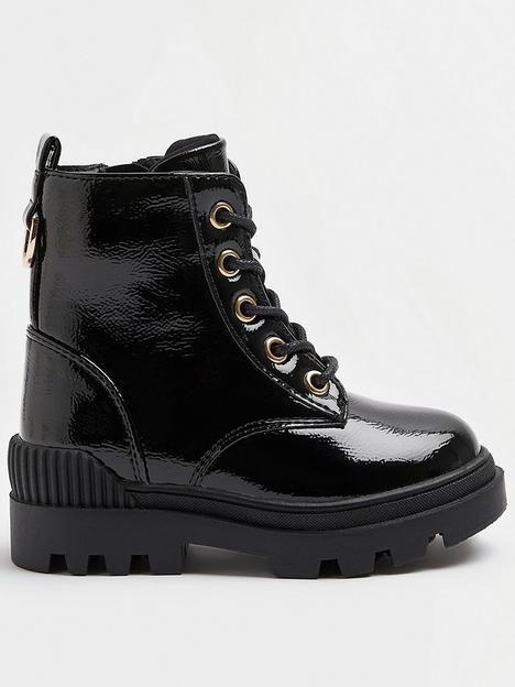 river-island-mini-mini-girls-lace-up-patent-chunky-boots-black