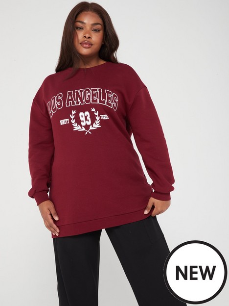 v-by-very-curve-crew-neck-graphic-print-sweat-dark-red