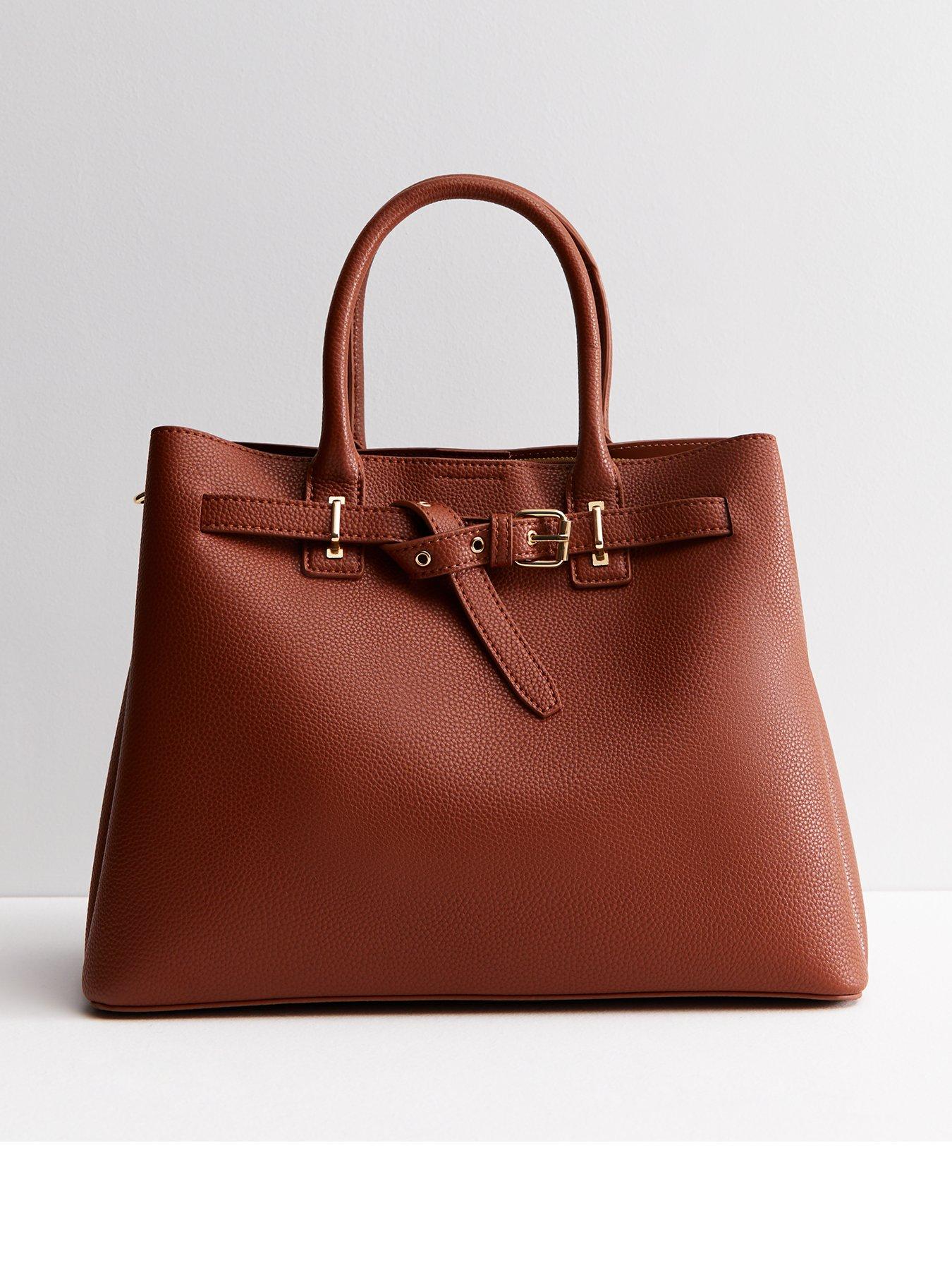 New Look Tan Leather-Look Buckle Tote Bag | littlewoods.com