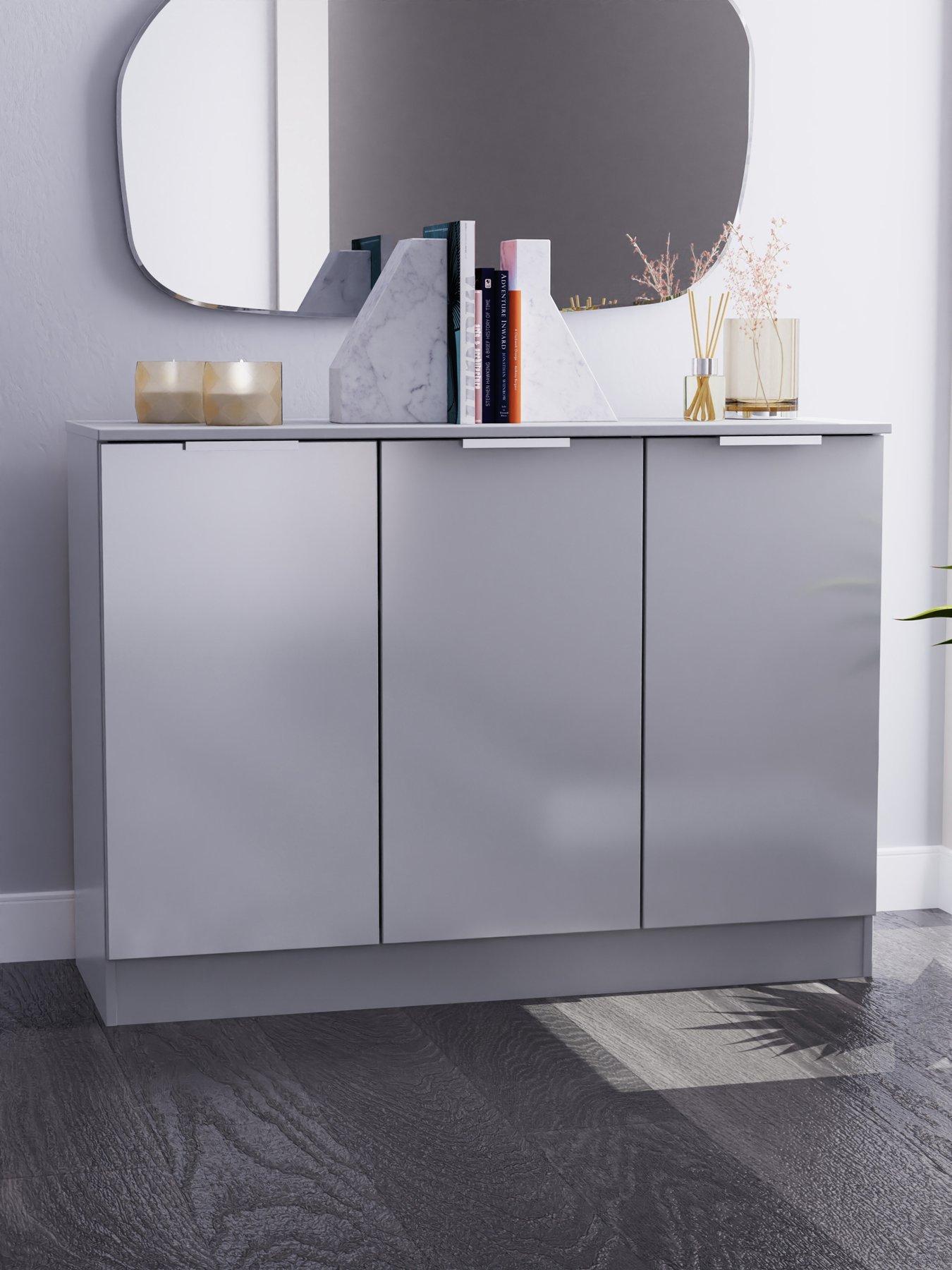 front image of swift-adair-ready-assembled-3-door-sideboard-grey