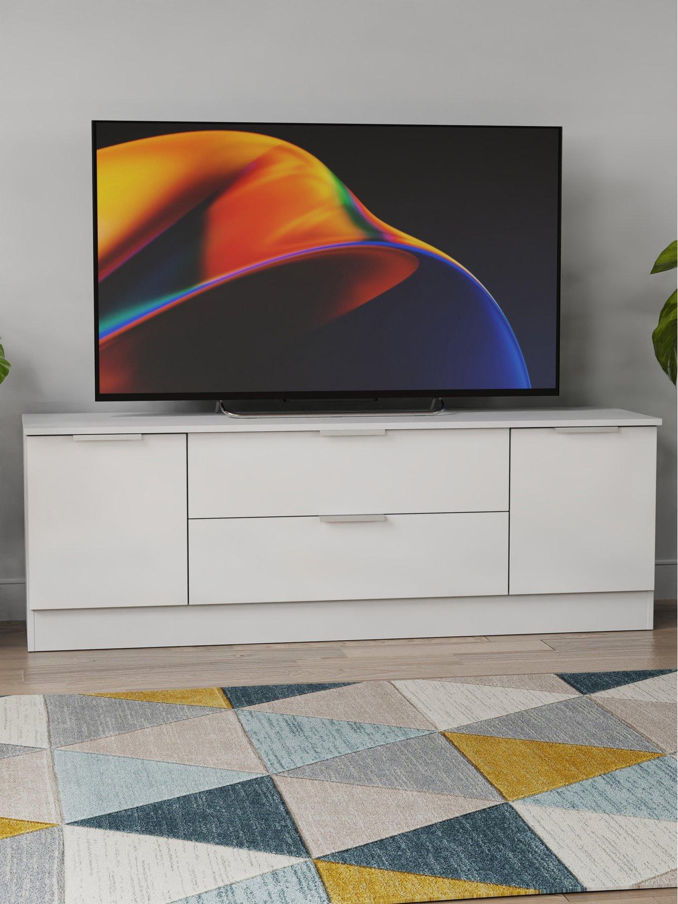 undefined Adair Ready Assembled 2 Door, 2 Drawer Super Wide TV Unit - fits up to 65 inch TV - Matt White