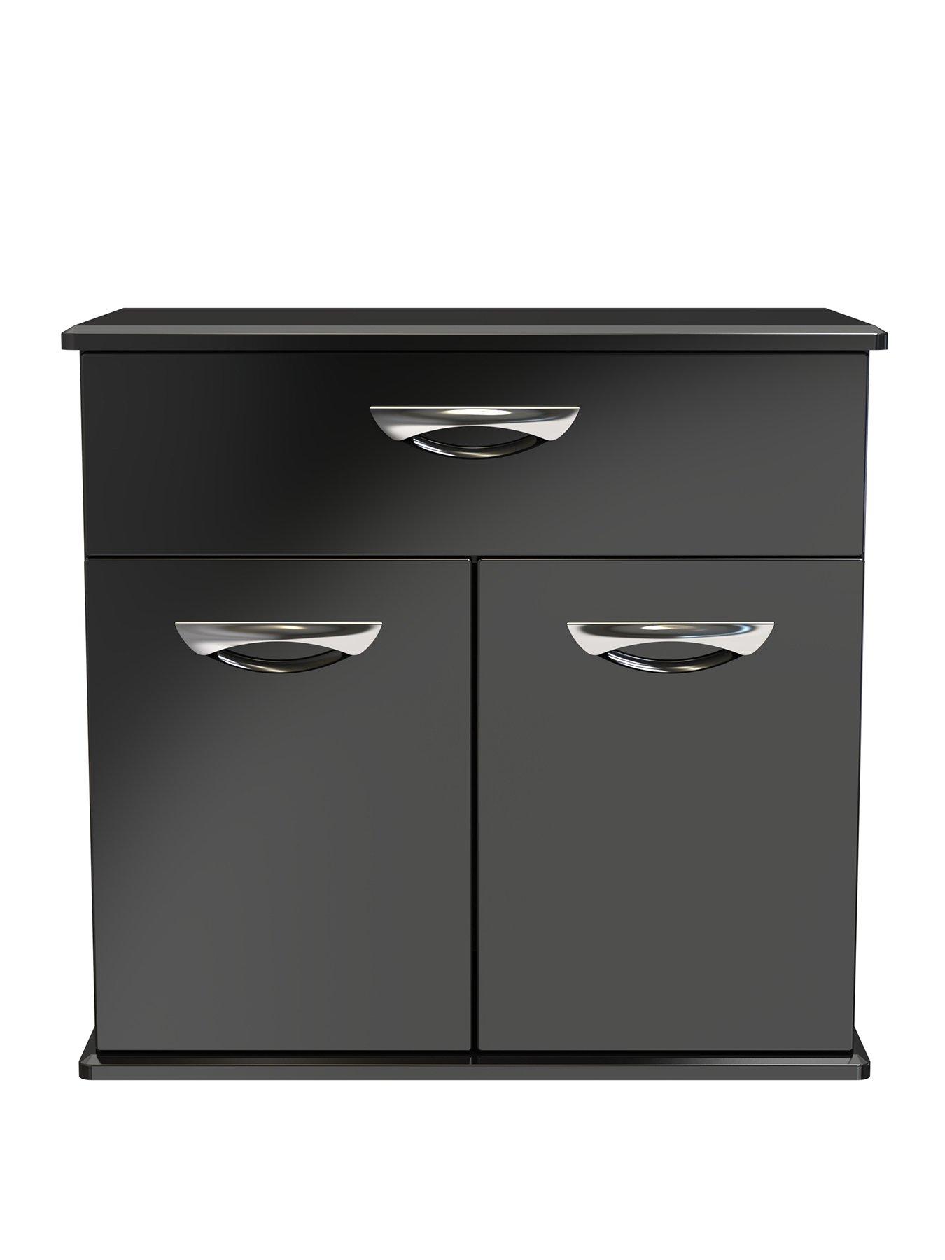 Image 2 of 6 of SWIFT Neptune Ready Assembled High Gloss Compact Sideboard - Black