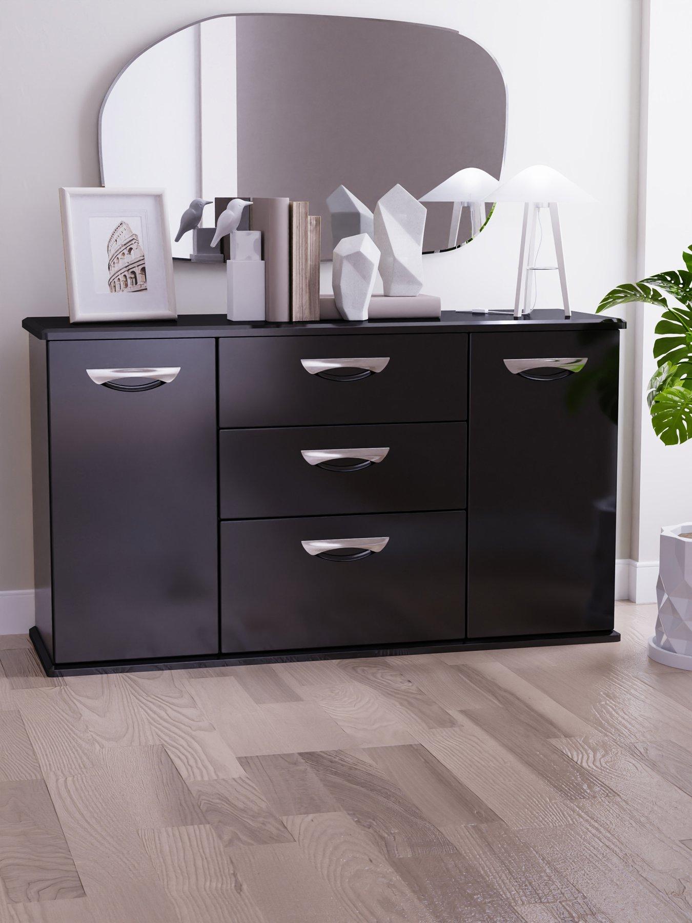 Image 1 of 7 of SWIFT Neptune Ready Assembled High Gloss Large&nbsp;Sideboard - Black