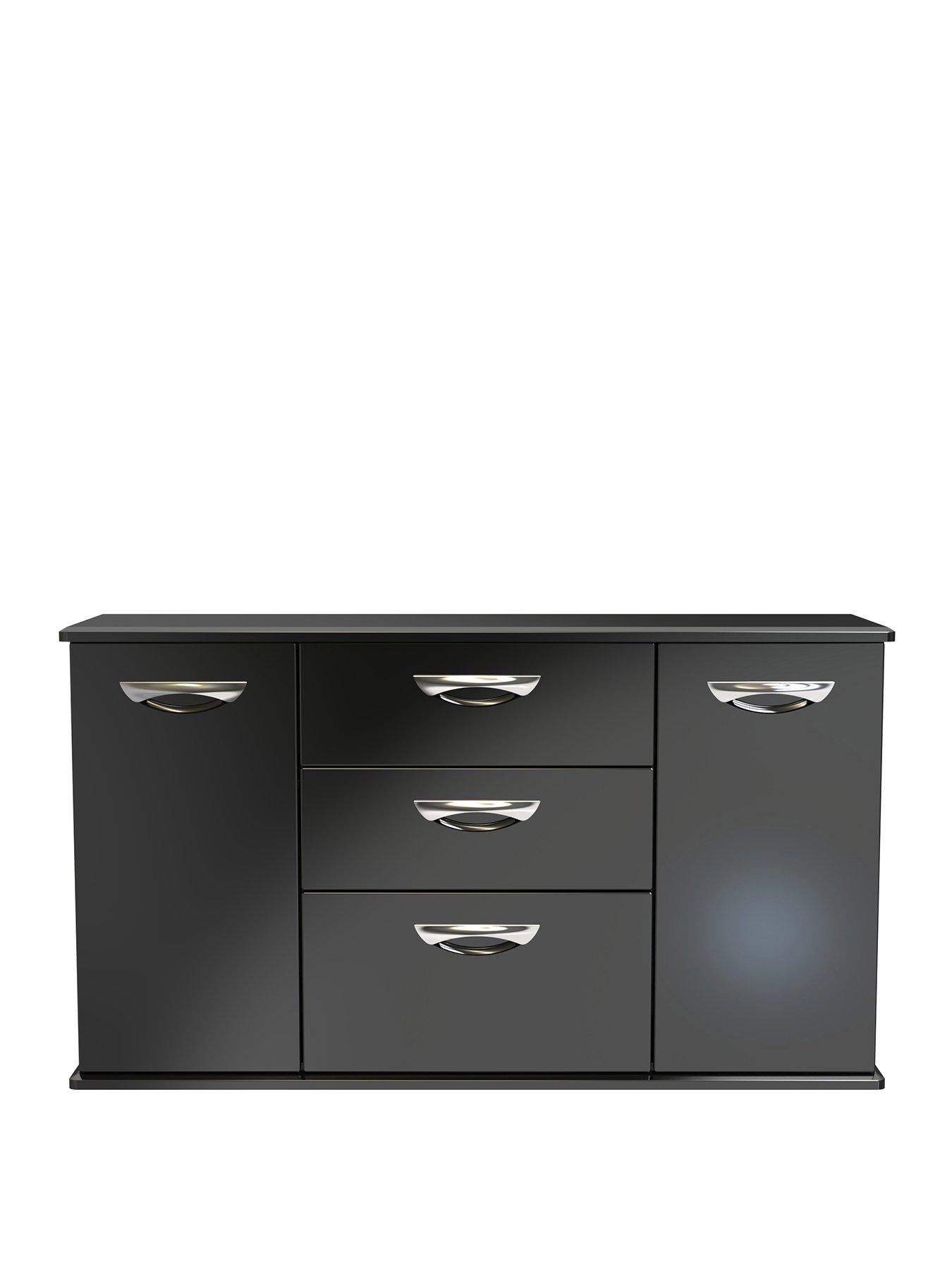 Image 2 of 7 of SWIFT Neptune Ready Assembled High Gloss Large&nbsp;Sideboard - Black