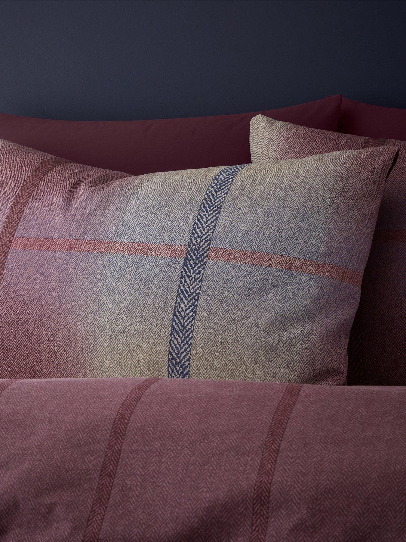 Image 4 of 6 of Catherine Lansfield Melrose Check Brushed Cotton Duvet Cover Set in Plum