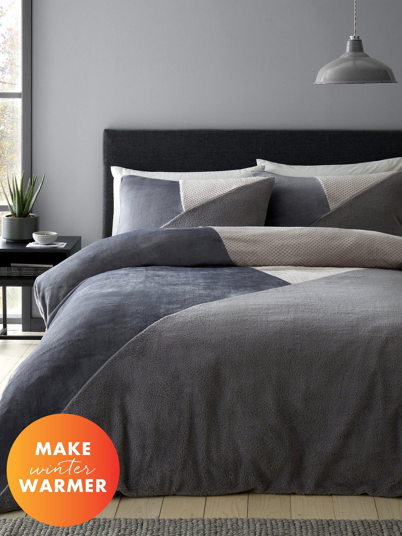 undefined Larsson Geo Fleece Duvet Cover Set - Grey