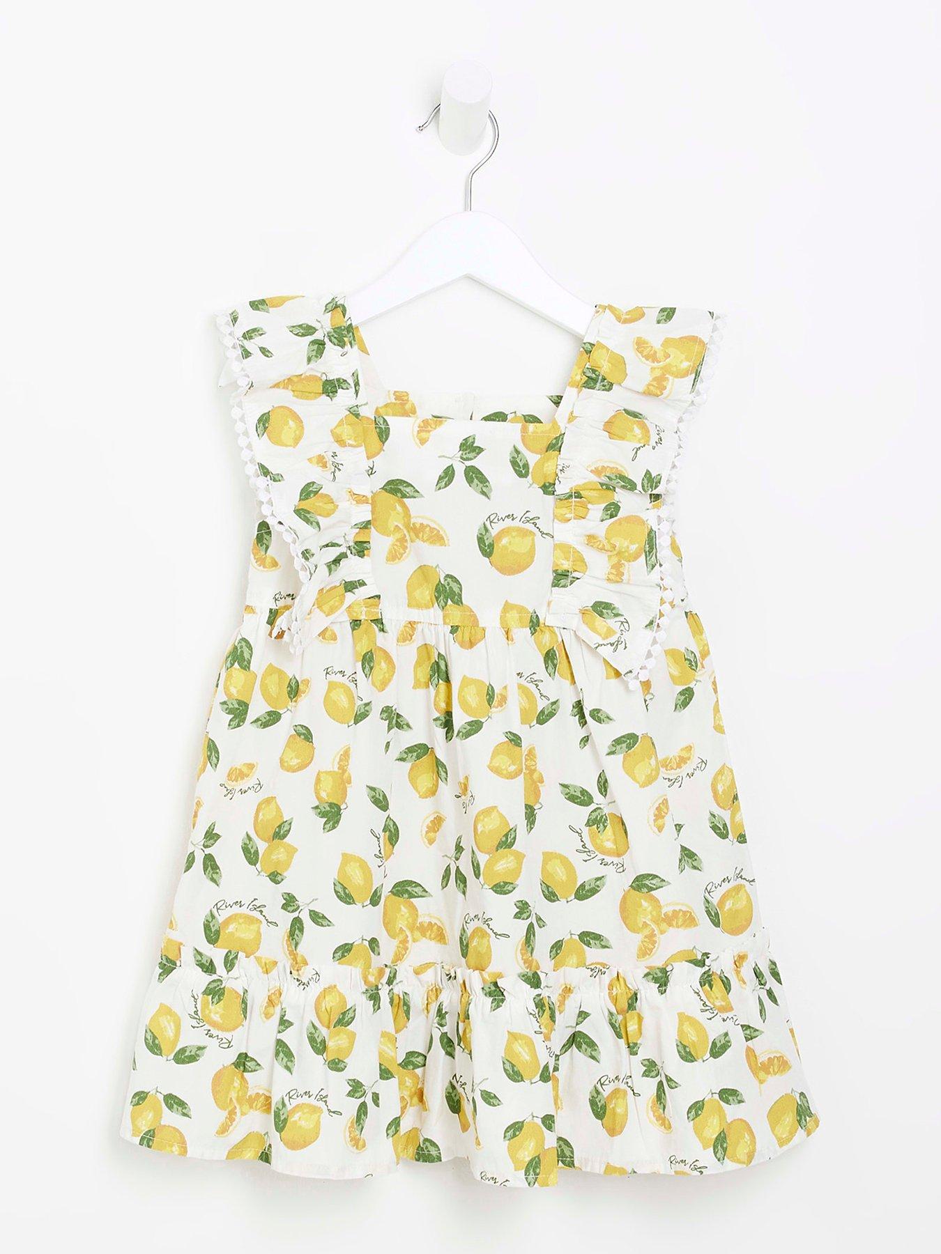 River Island Mini Mini Girls Lemon Print Frill Dress White