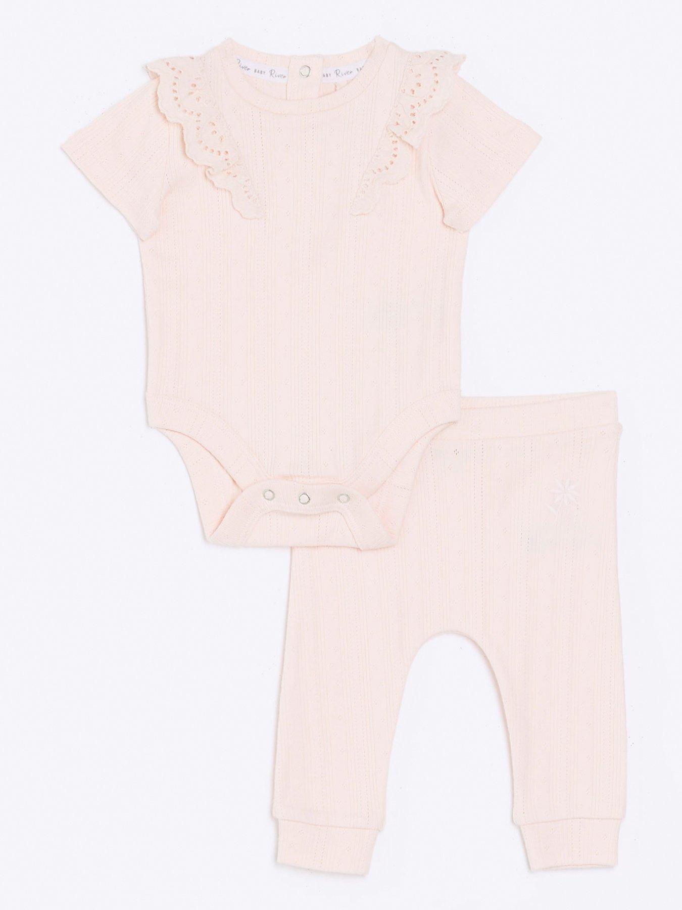 River Island Baby Baby Girls Pointelle All In One Set Pink