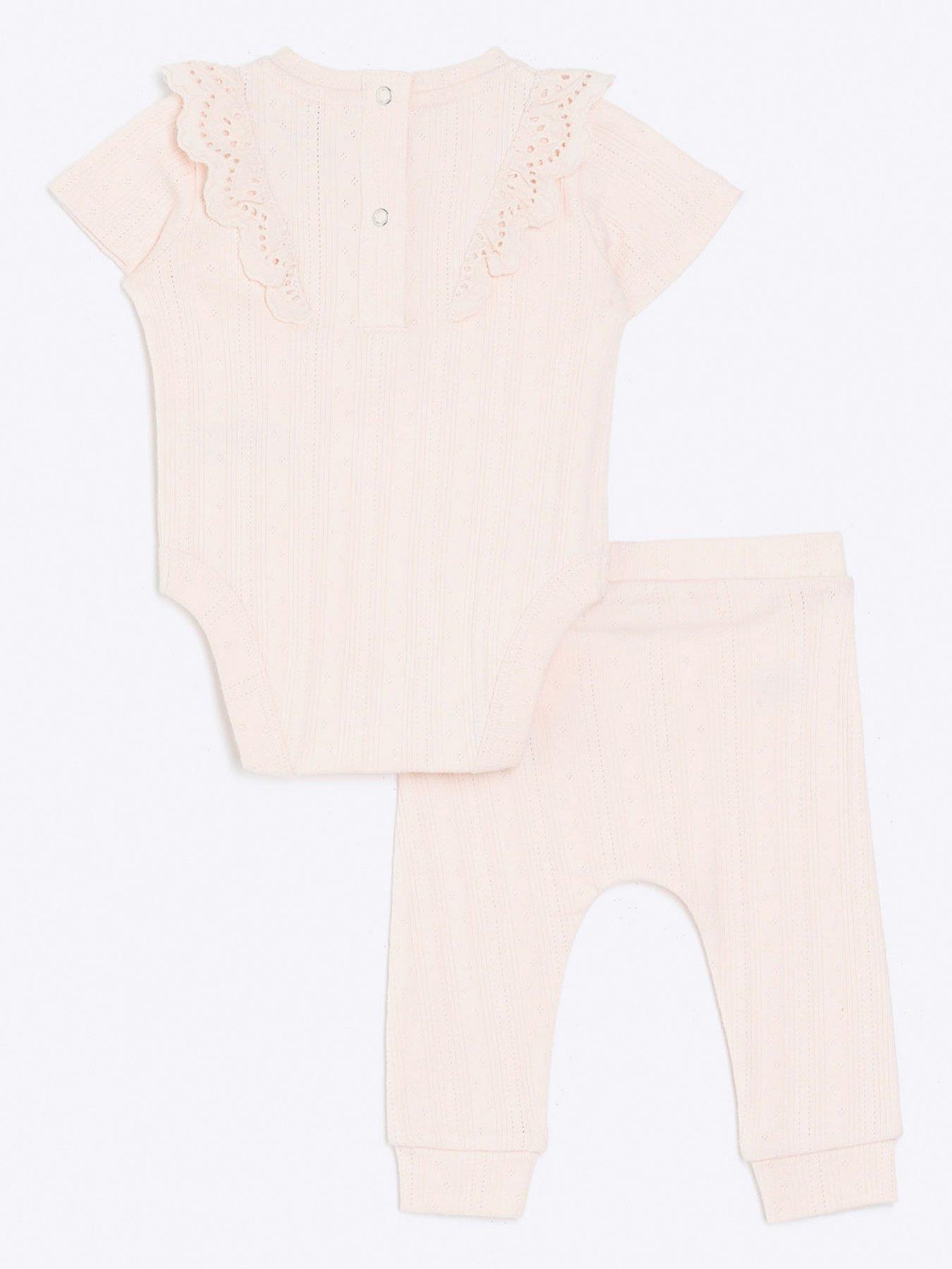 River Island Baby Baby Girls Pointelle All In One Set Pink