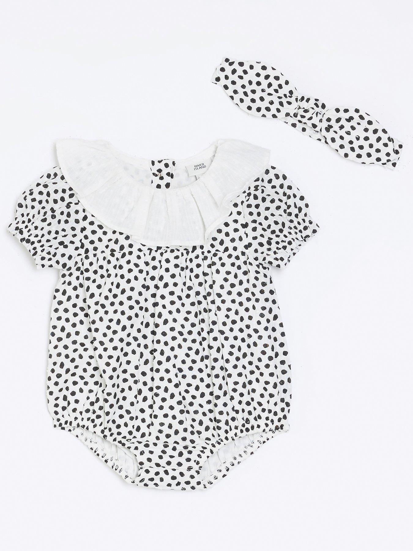 River Island Baby Baby Girls Spot All In One And Headband Cream
