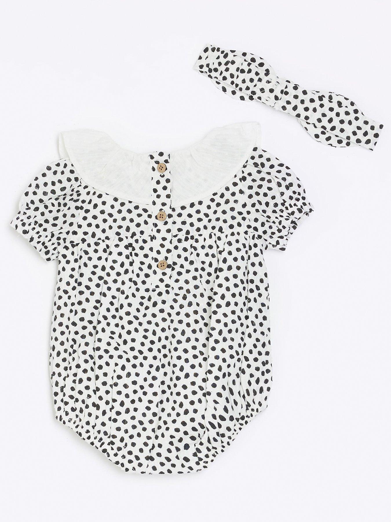 River Island Baby Baby Girls Spot All In One And Headband Cream