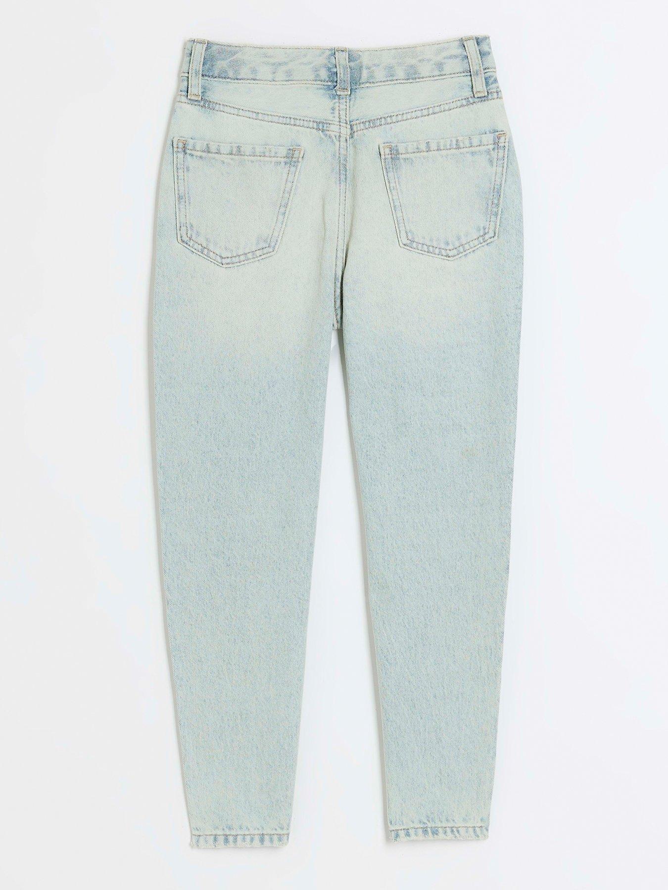 River Island Girls Patchwork Wide Leg Jeans - Blue