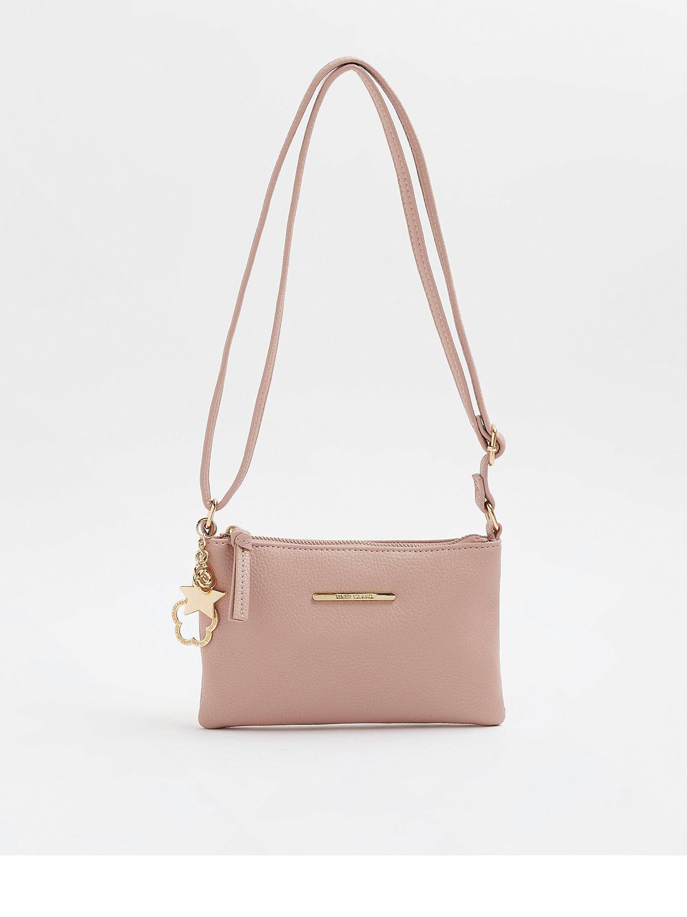 Girls Zip Charm Cross Body Bag Pink