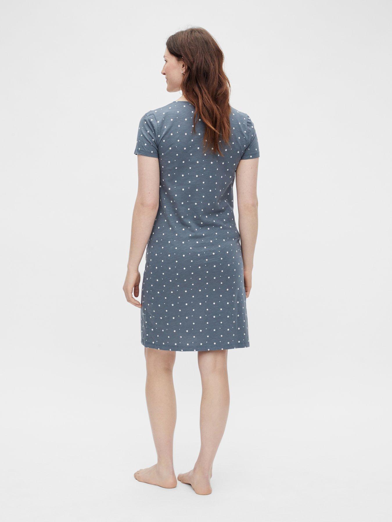 Maternity Mira Star Jersey Night Dress Grey