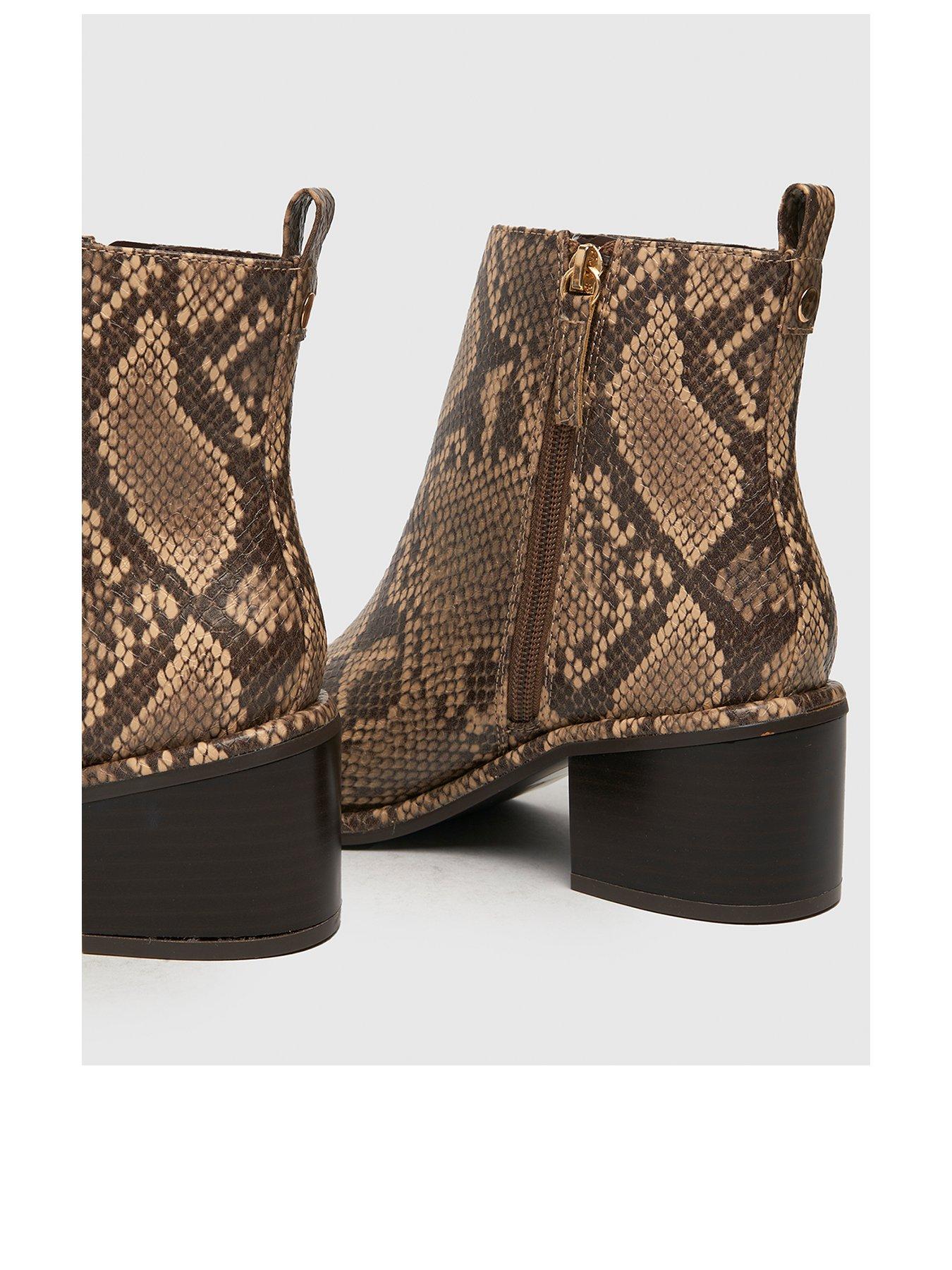 Schuh Bryony Snake Block Heel Boot Brown littlewoods