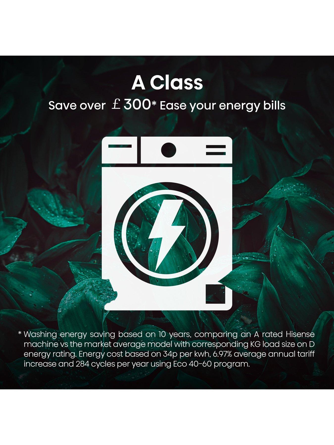  image of hisense-5s-series-wd5s1045bw-105kg-1400rpm-auto-dosing-freestanding-washer-dryer-white