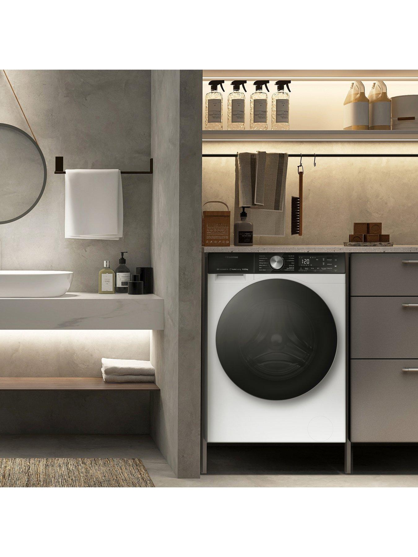  image of hisense-5s-series-wd5s1045bw-105kg-1400rpm-auto-dosing-freestanding-washer-dryer-white