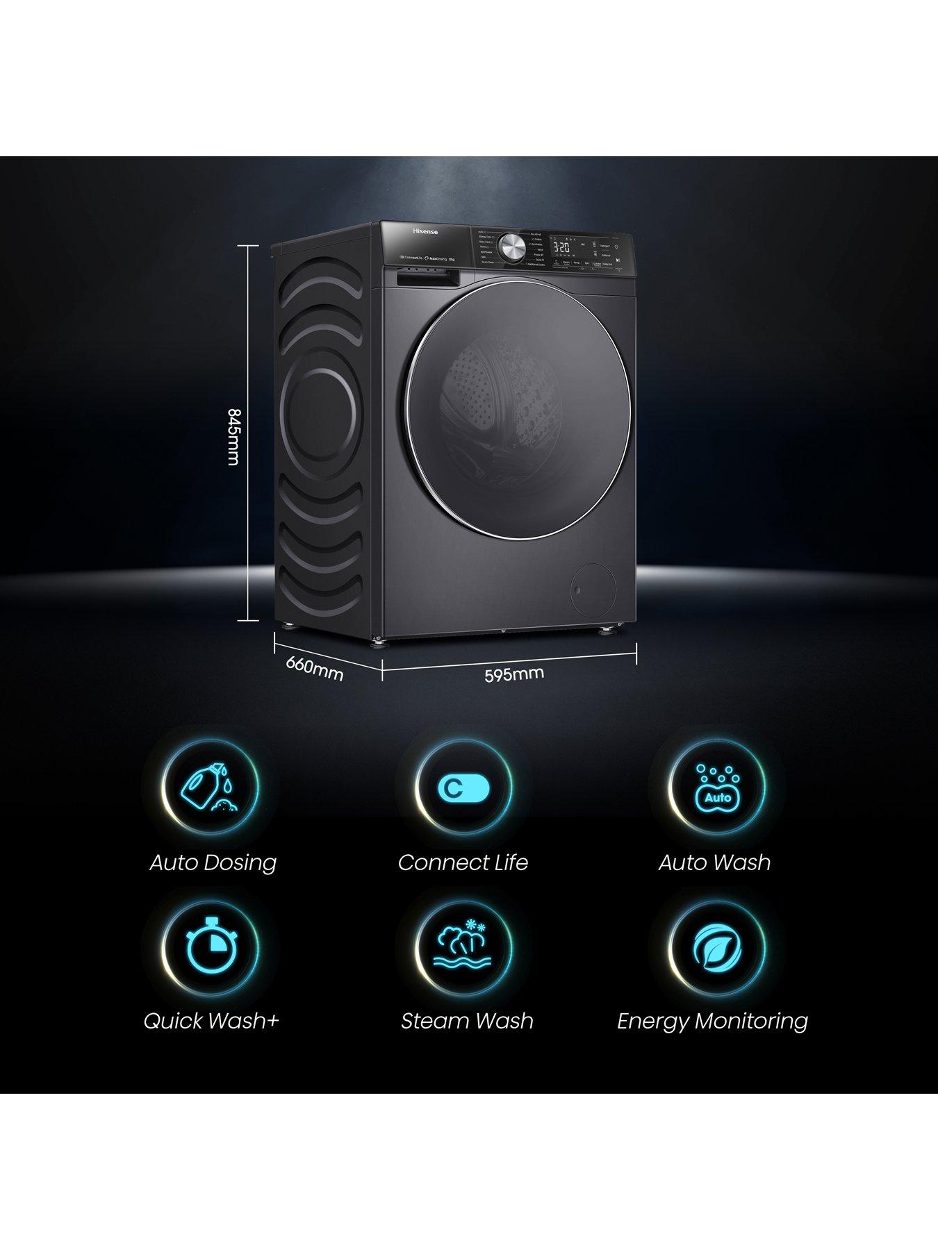  image of hisense-5s-series-wf5s1245bb-12kg-1400rpm-auto-dosing-freestanding-washing-machine-premium-black
