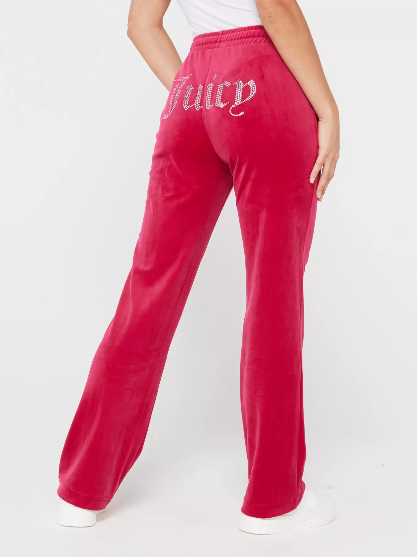 Juicy Couture Embellished Velour Track Pant in Pink