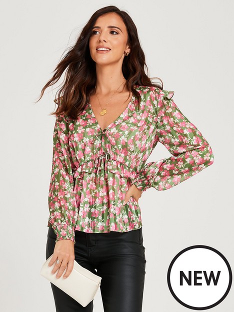 lucy-mecklenburgh-floral-frill-blouse-multi