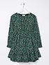  image of fatface-girls-isla-evergreen-floral-dress-teal-green