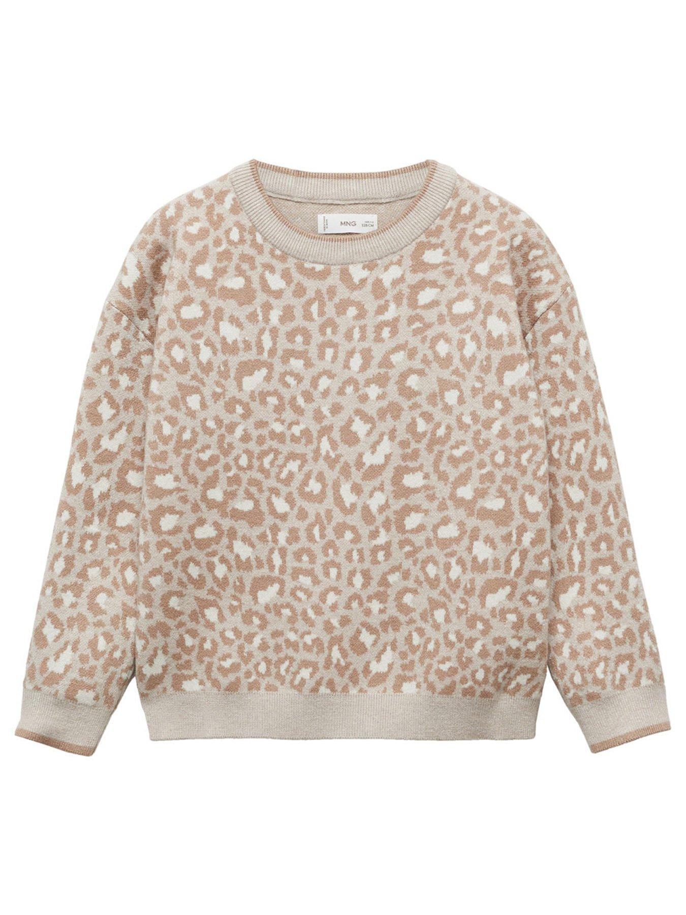 Mango Girls Leopard Knitted Jumper Beige littlewoods
