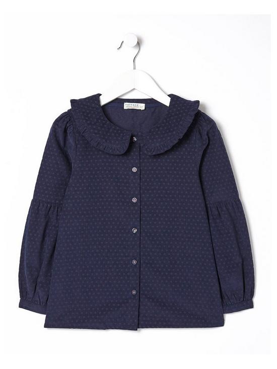 front image of fatface-girls-spot-cord-long-sleeve-blouse-navy