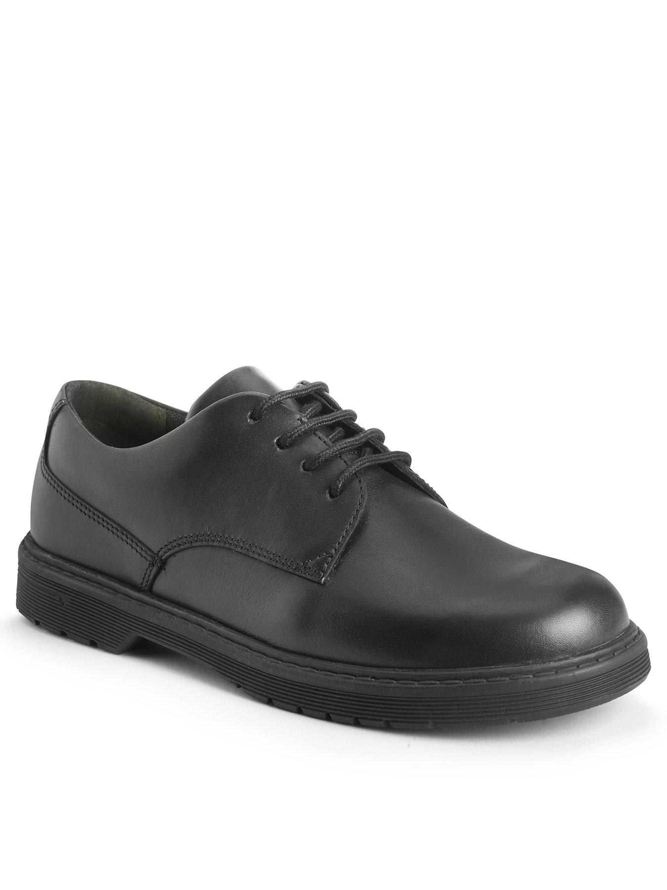undefined Glitch Black Leather Lace Up School Shoe