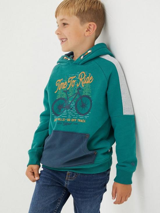 stillFront image of fatface-boys-bike-graphic-popover-hoody-jade-green