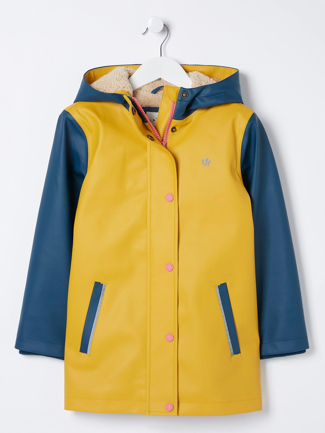 FatFace Girls Rubberised Waterproof Jacket Yellow