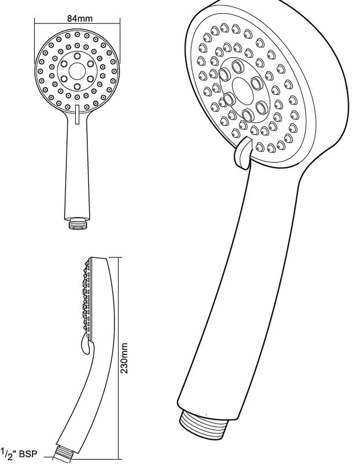 Triton Lara Multi Spray Shower head Chrome