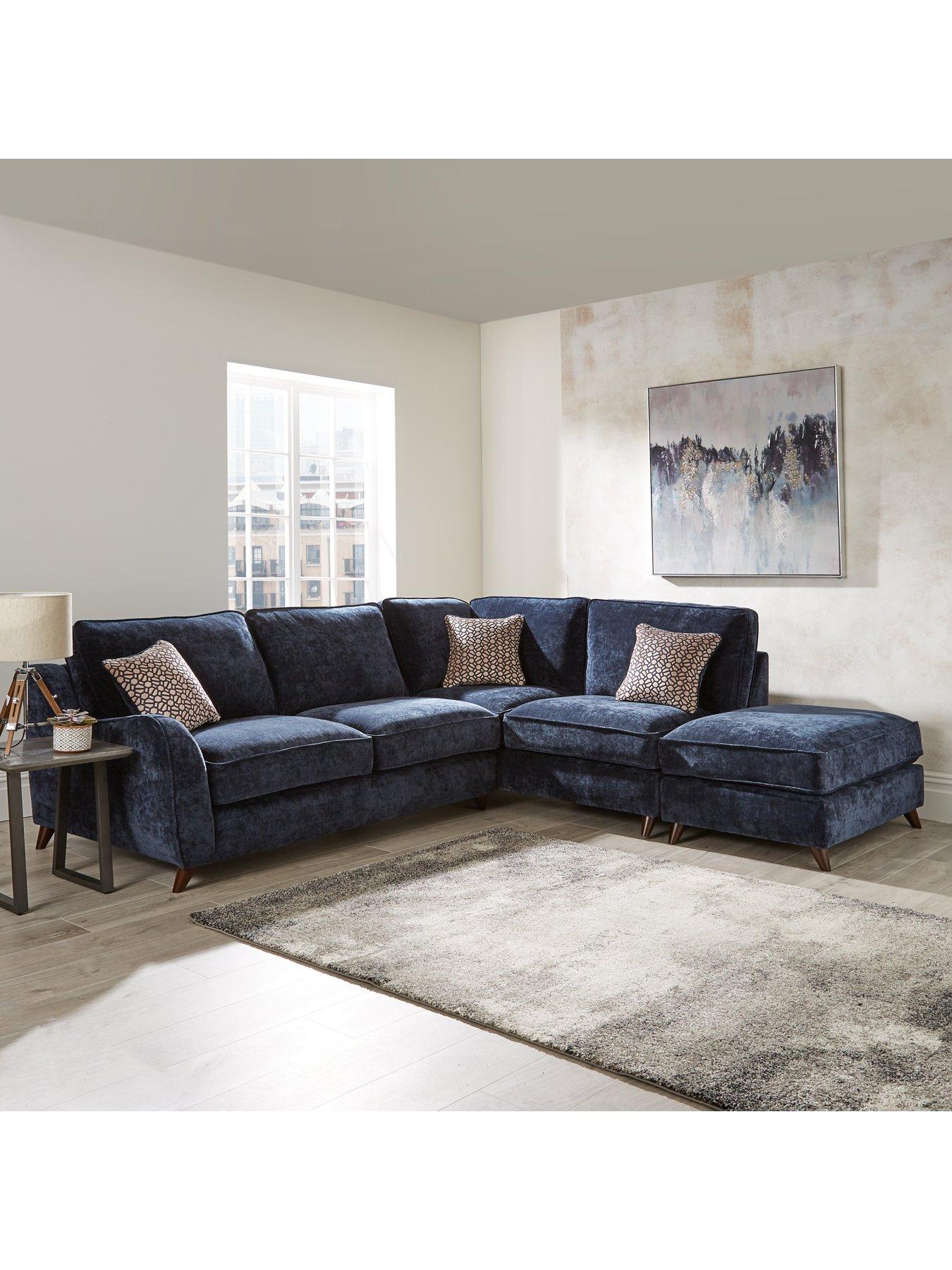 Image 1 of 5 of Very Home Verity Right Hand Fabric Corner Chaise Sofa + Footstool&nbsp;- Made to Order in the UK