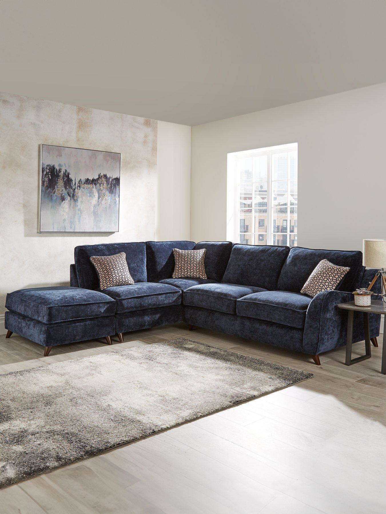 Image 1 of 5 of Very Home Verity Left Hand Fabric Corner Chaise Sofa + Footstool&nbsp;- Made to Order in the UK