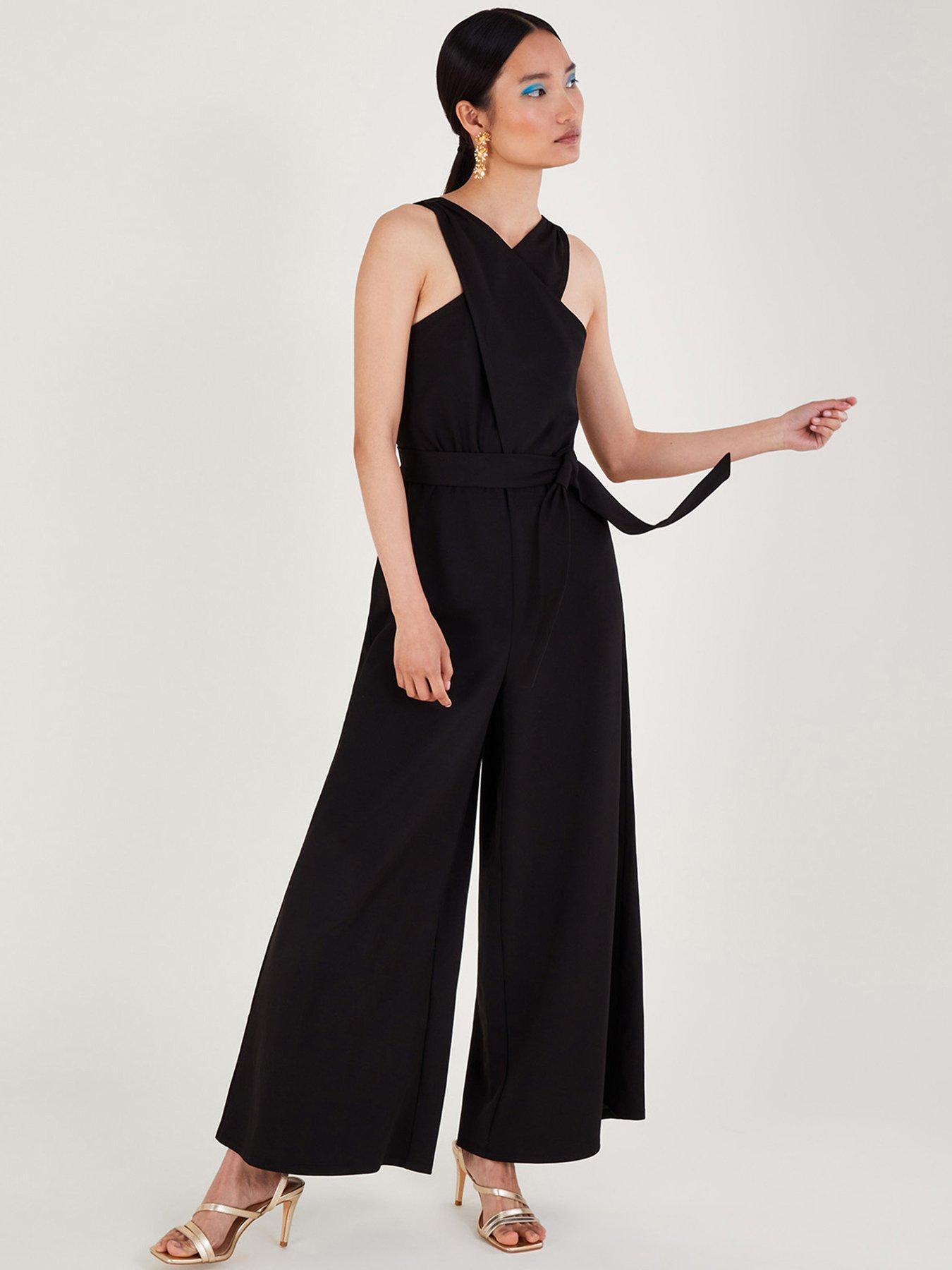 Jersey Smart Plain Jumpsuit Black