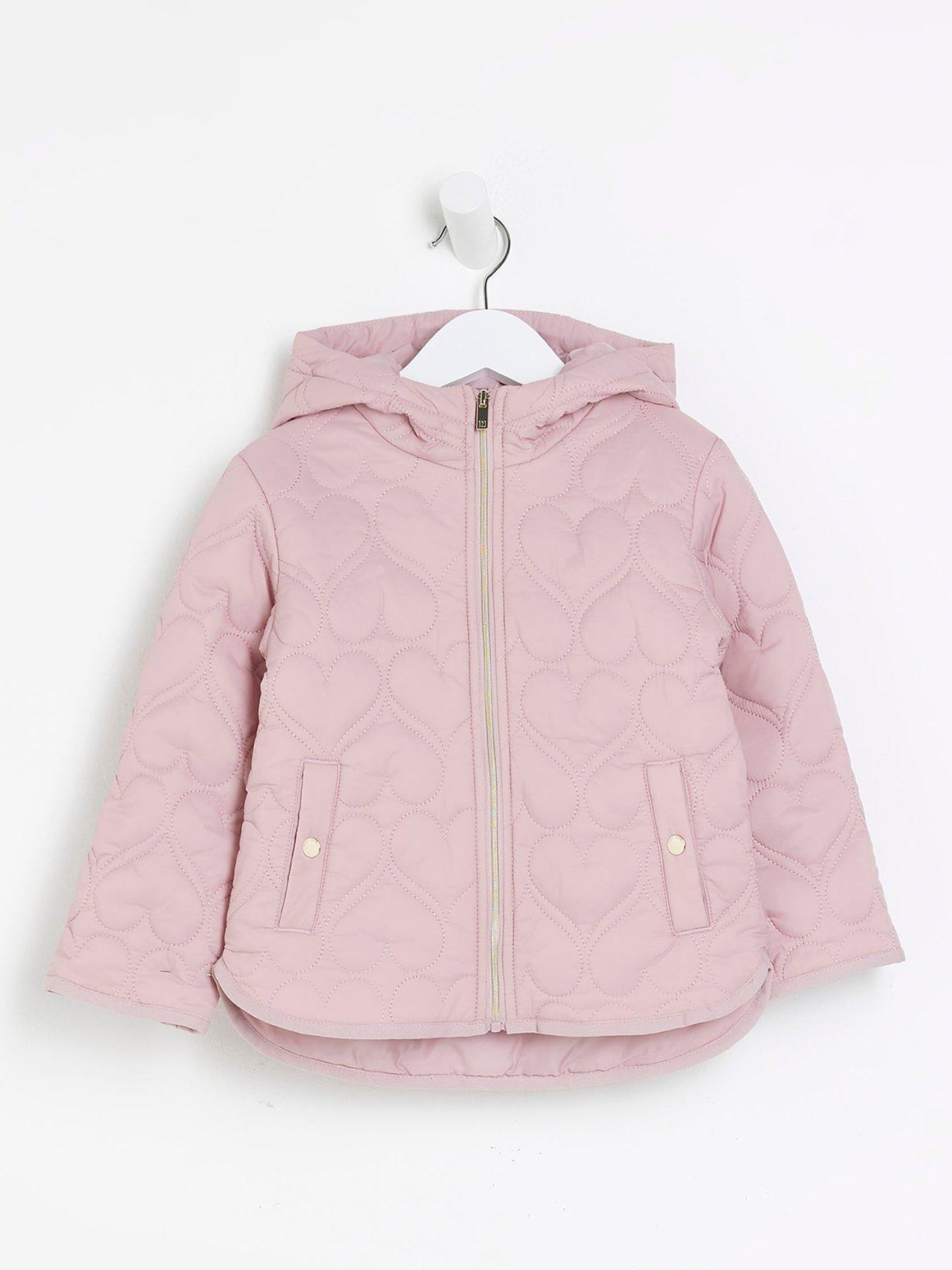 River Island Mini Mini Girl Heart Padded Jacket Pink