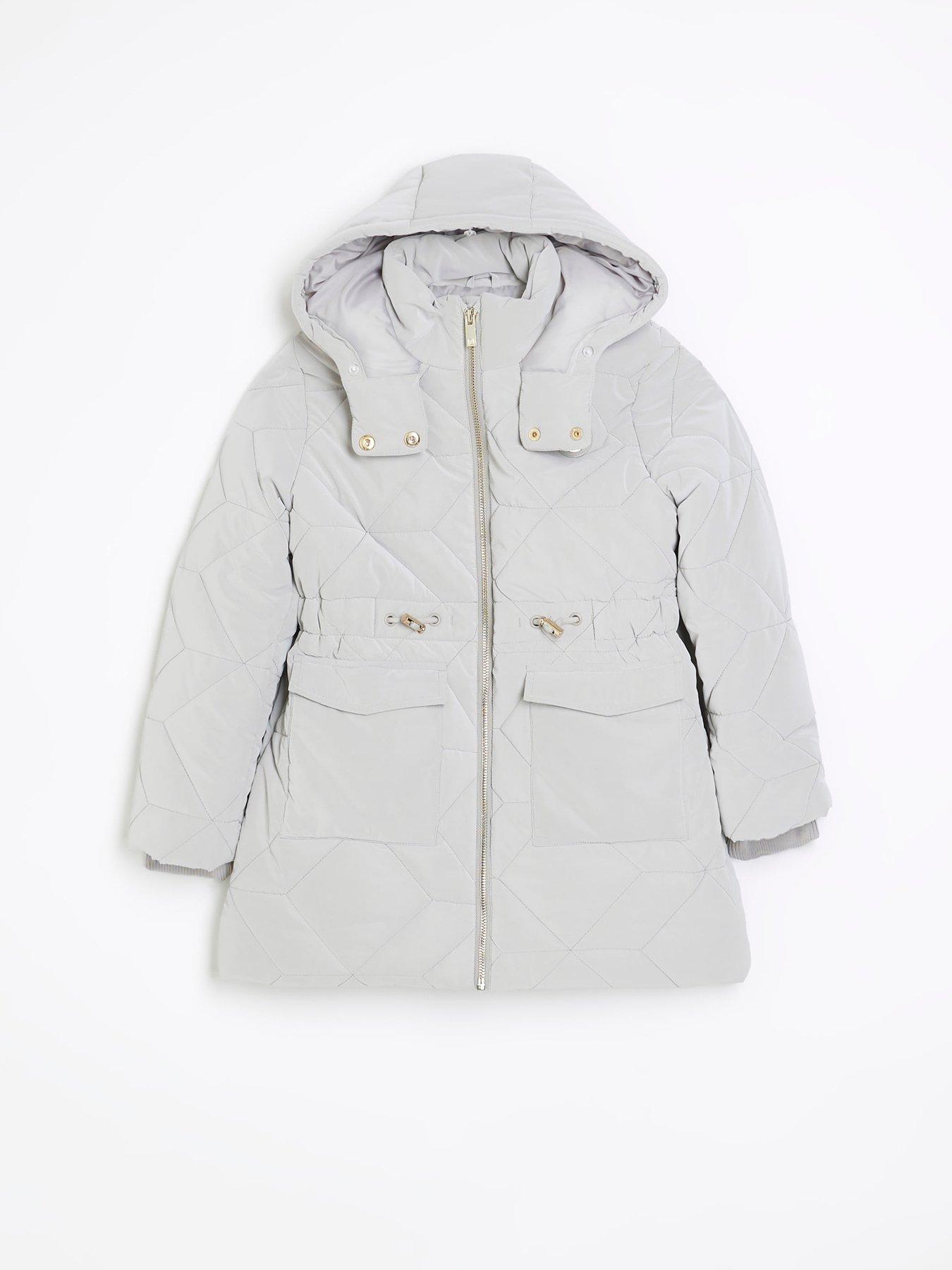 Girls Hooded Padded Puffer Coat Grey
