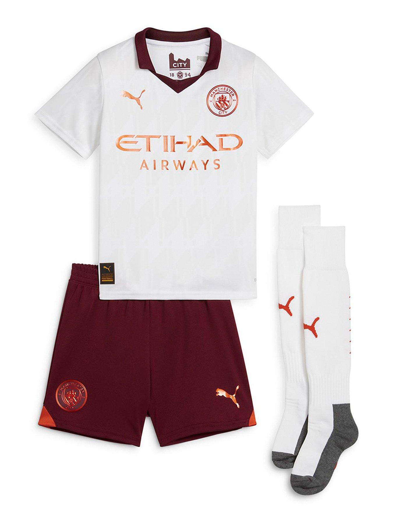 Puma Manchester City 23/24 Away Little Kids Kit Burgundy