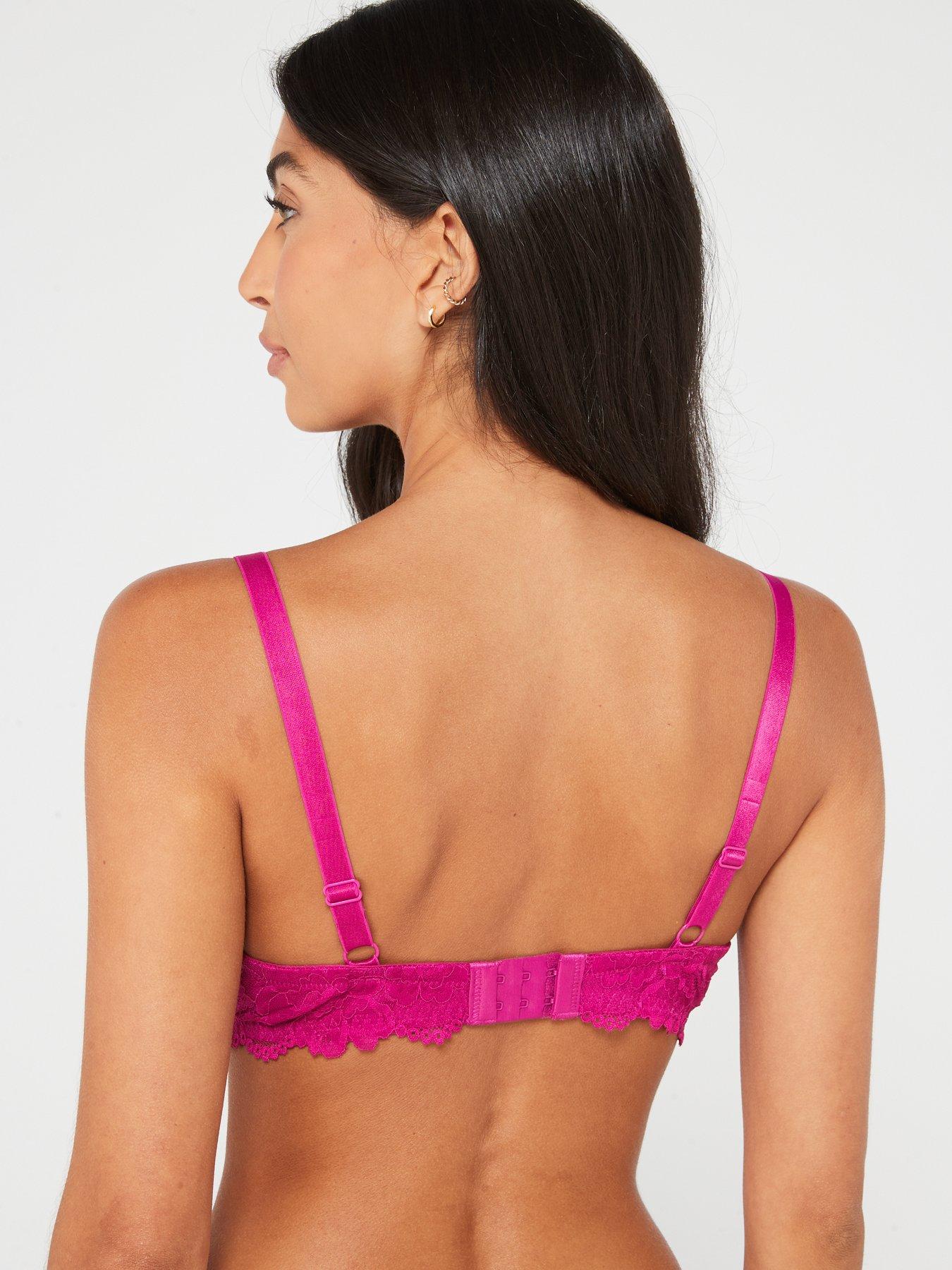  image of ivory-rose-fuller-bust-lace-balconette-bra-hot-pink